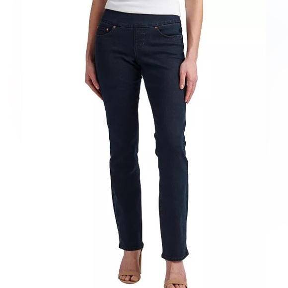 Jag Jeans Women 10 Dark Blue PullOn High Rise Straight Leg Stretch Denim Classic - Picture 1 of 11